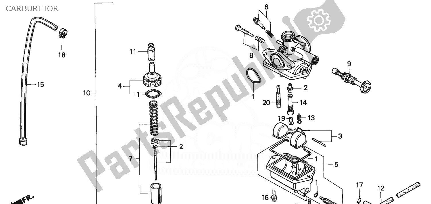All parts for the Carburetor of the Honda NSR 50 1993