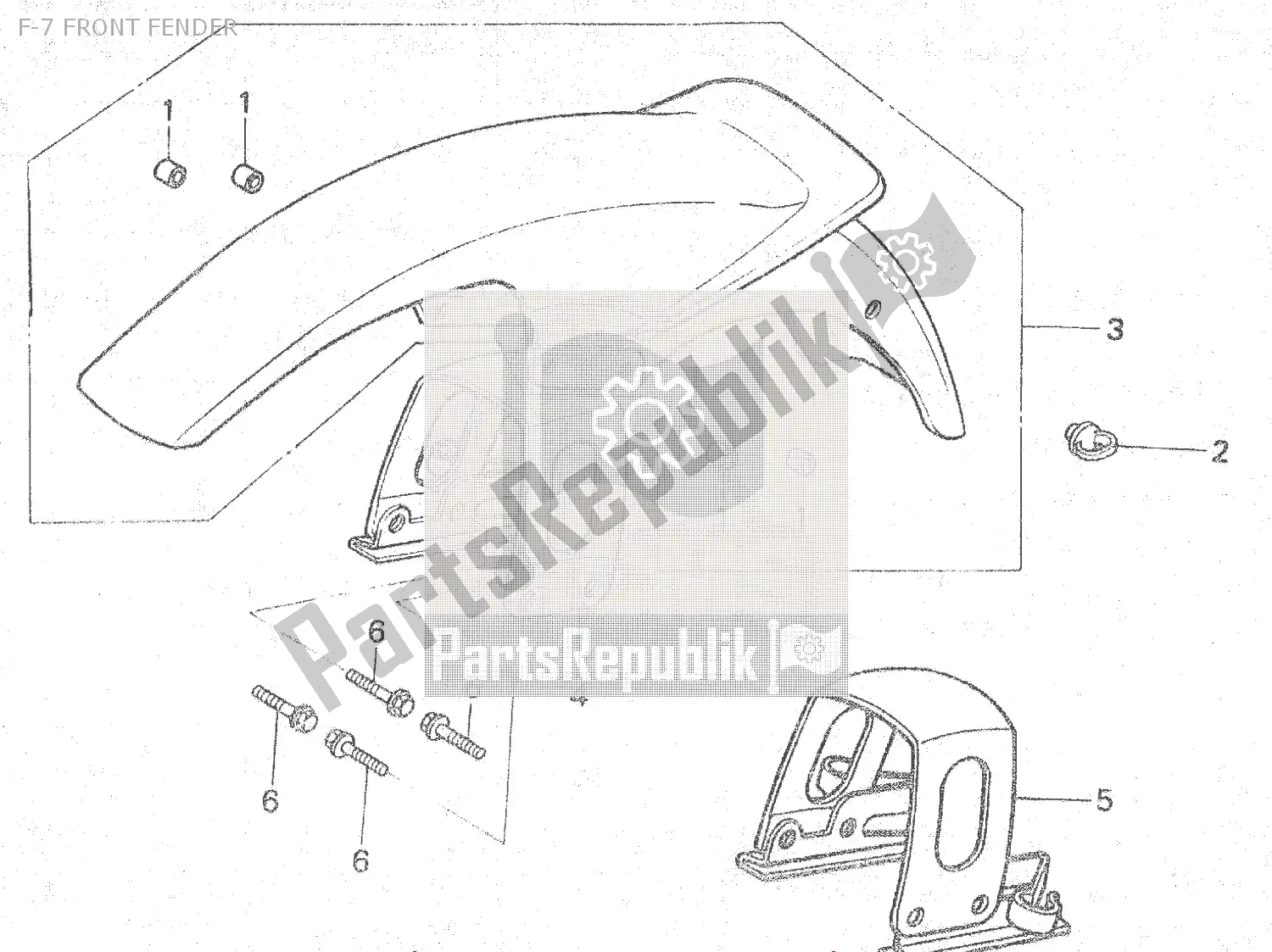 All parts for the F-7 Front Fender of the Honda MBX 80 1983