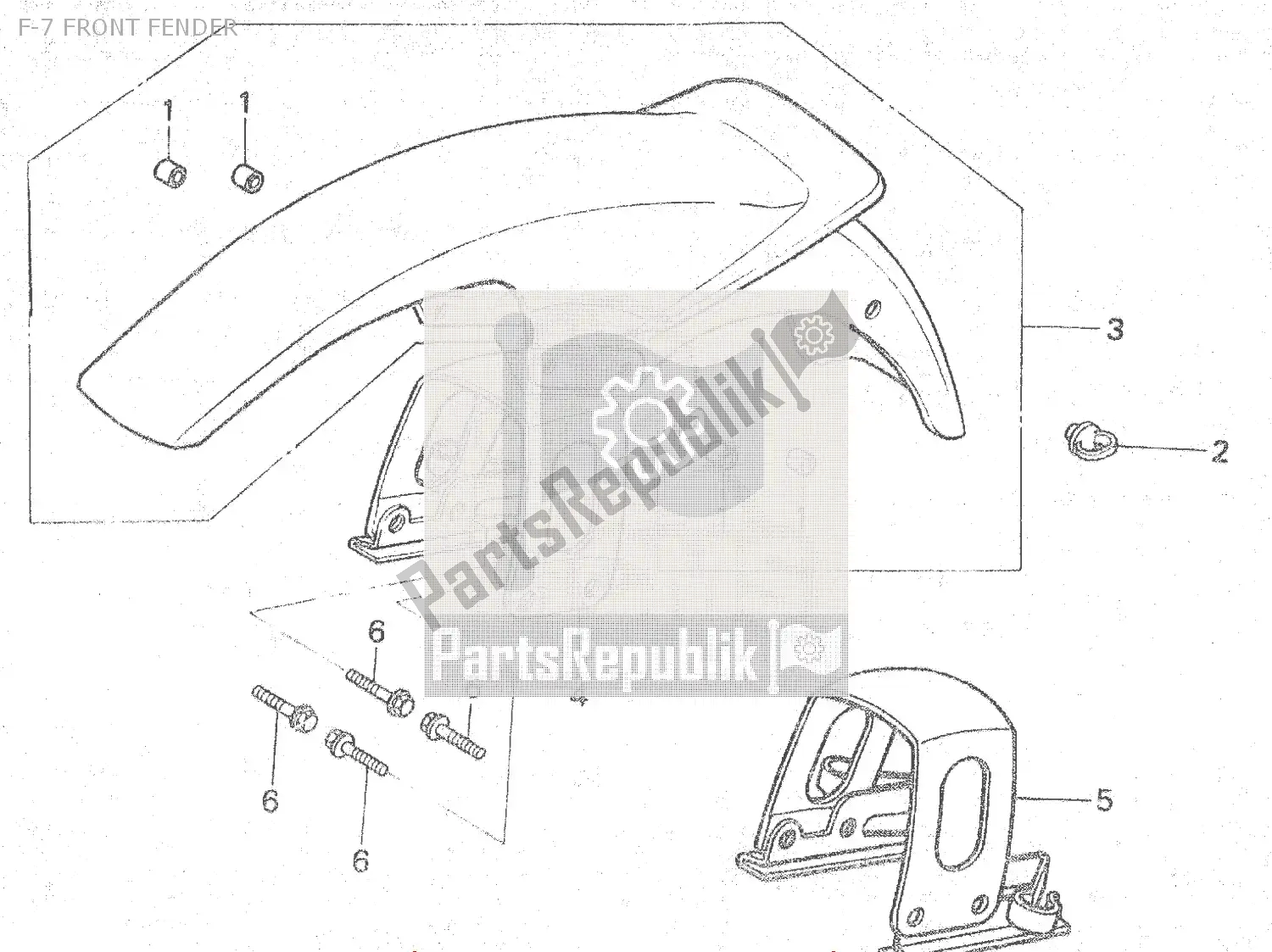 All parts for the F-7 Front Fender of the Honda MBX 80 1983