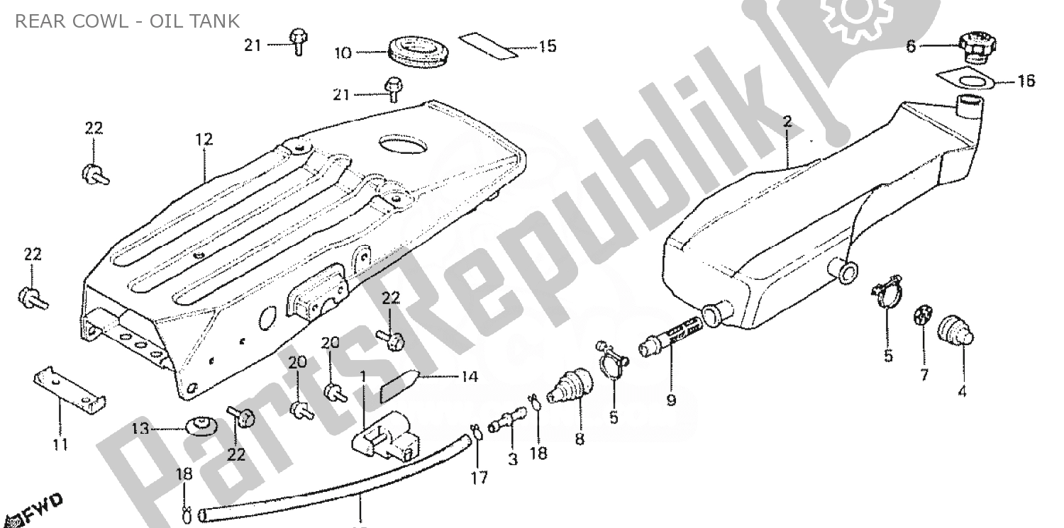 Todas as partes de Rear Cowl - Oil Tank do Honda MT 50 1980