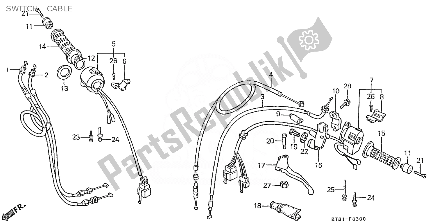 Todas las partes para Interruptor - Cable de Honda CBR 400 RR 1986