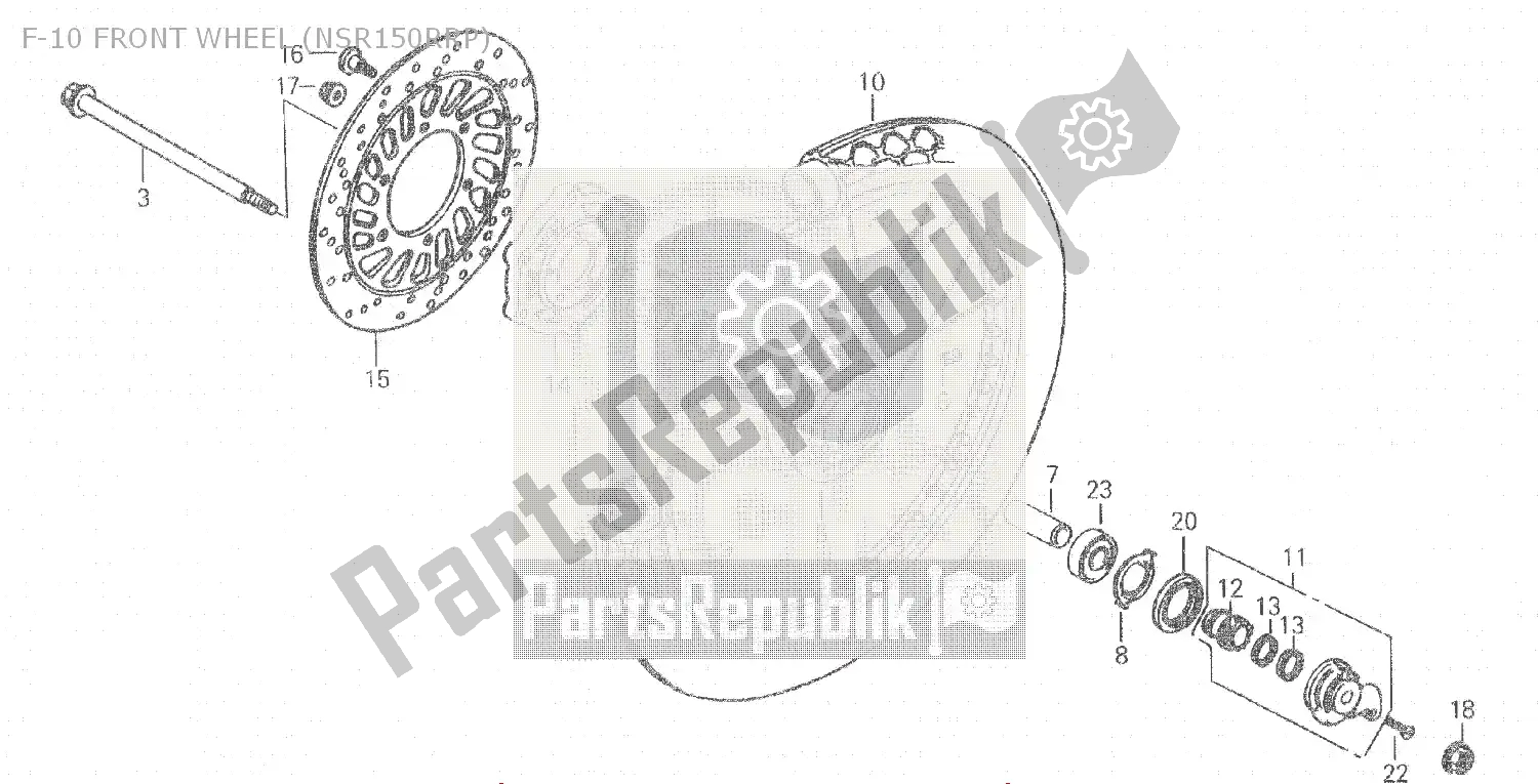 All parts for the F-10 Front Wheel (nsr150rrp) of the Honda NSR 150 1993