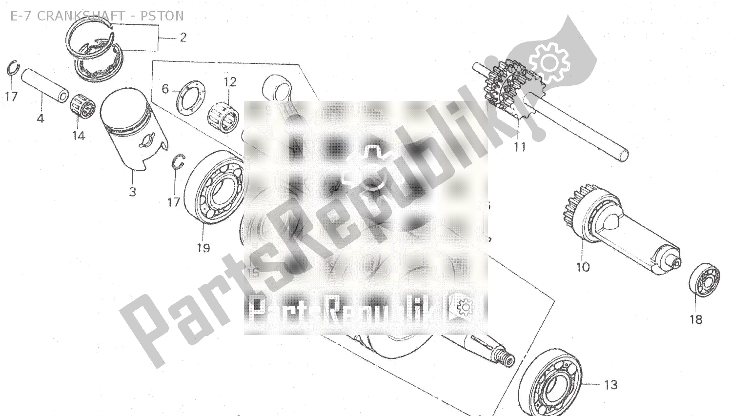 Wszystkie części do E-7 Crankshaft - Pston Honda MT 80 1980