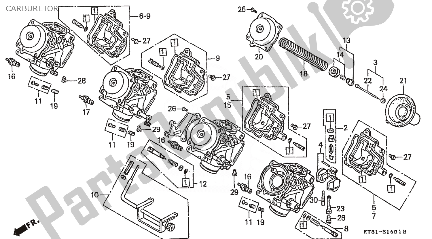 Todas las partes para Carburador de Honda CBR 400 RR 1986