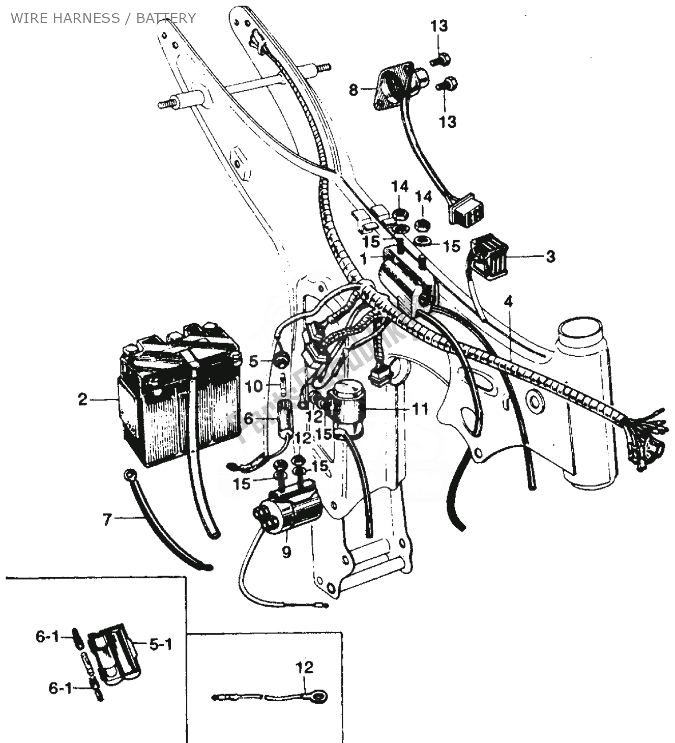 Alle onderdelen voor de Wire Harness / Battery van de Honda SS 125 1967