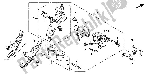 Wszystkie części do Zacisk Hamulca Tylnego Honda CRF 250R 2012