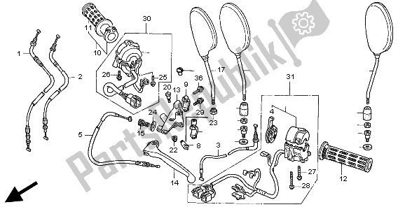Alle onderdelen voor de Schakelaar Kabel van de Honda CB 500 1999