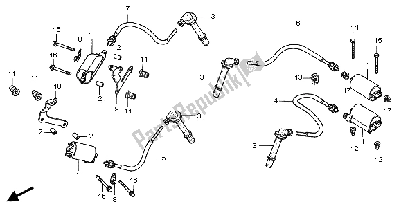 All parts for the Ignition Coil of the Honda VFR 800 FI 2001