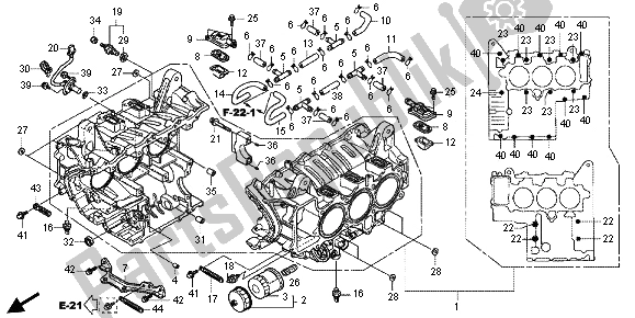 All parts for the Cylinder Block of the Honda GL 1800 2013