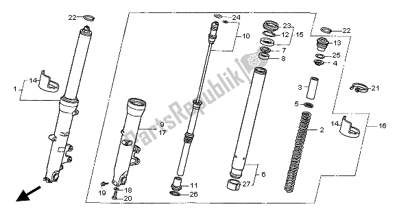 Tutte le parti per il Forcella Anteriore del Honda CBR 600 FR 2002