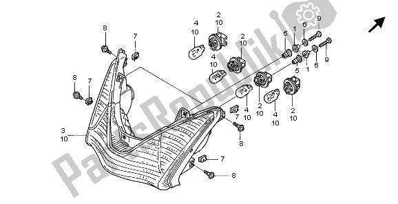 All parts for the Rear Combination Light of the Honda ST 1300A 2006