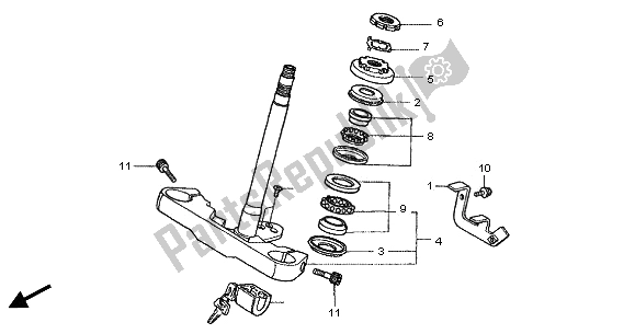 Tutte le parti per il Gambo Dello Sterzo del Honda VT 750 DC 2001