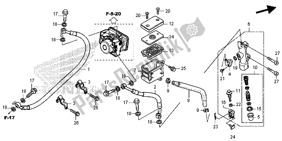 Toutes les pièces pour le Maître-cylindre De Frein Arrière du Honda CBR 500 RA 2013