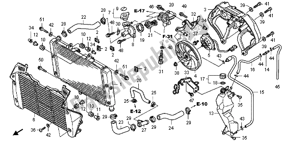 Alle onderdelen voor de Radiator van de Honda CB 1000R 2012