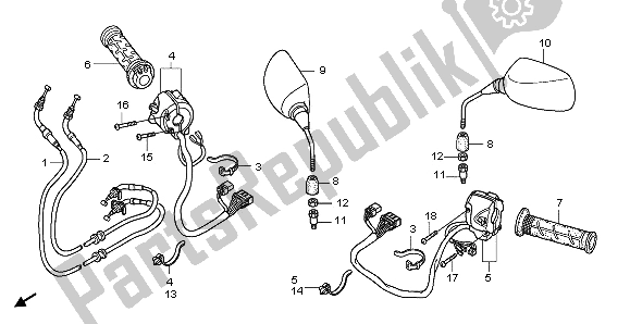 Tutte le parti per il Interruttore E Cavo E Specchio del Honda NSS 250S 2009