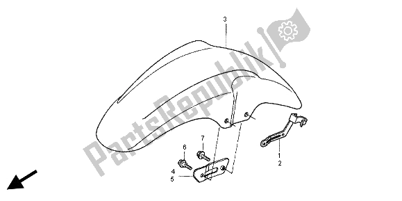 All parts for the Front Fender of the Honda CB 1300X4 1999