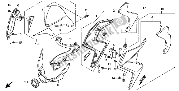All parts for the Cowl of the Honda CB 1000R 2009
