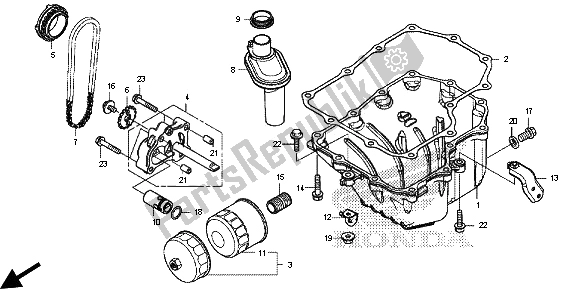 All parts for the Oil Pan & Oil Pump of the Honda CB 500F 2013