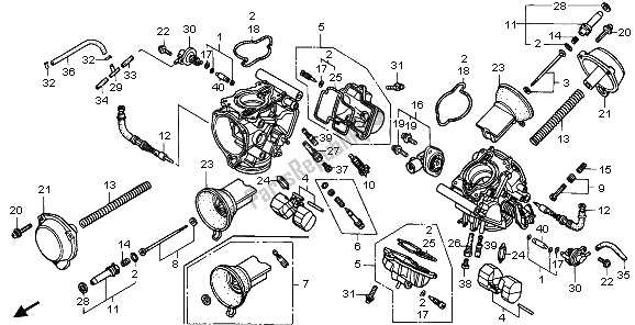 All parts for the Carburetor (component Parts) of the Honda VTR 1000F 2006