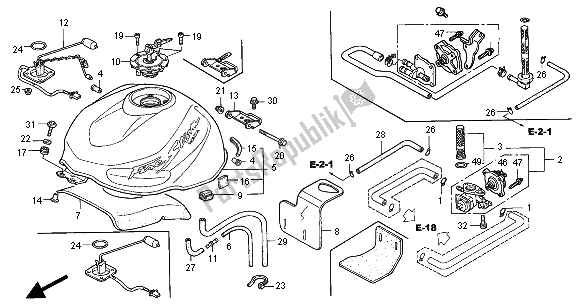 Tutte le parti per il Serbatoio Di Carburante del Honda VTR 1000F 2000