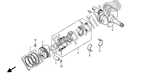 All parts for the Crankshaft & Piston of the Honda SH 300A 2008