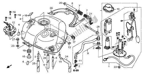 Todas las partes para Depósito De Combustible de Honda NT 700 VA 2008