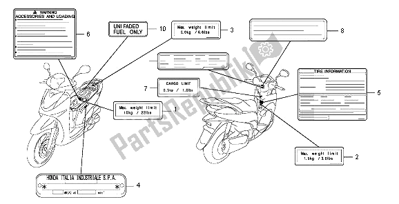 All parts for the Caution Label of the Honda SH 300 AR 2008