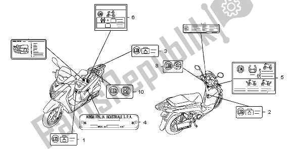 All parts for the Caution Label of the Honda SH 150S 2011