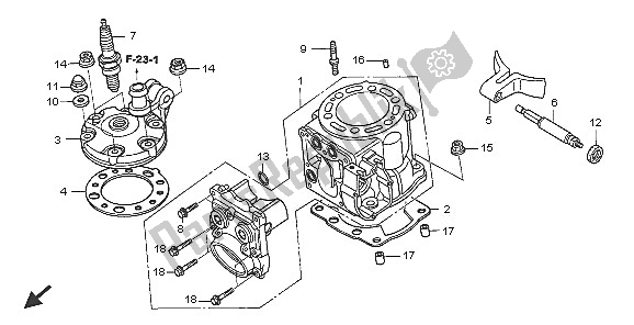 All parts for the Cylinder & Cylinder Head of the Honda CR 250R 2005