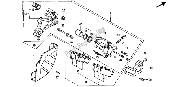 Wszystkie części do Zacisk Hamulca Tylnego Honda CR 500R 2 1990