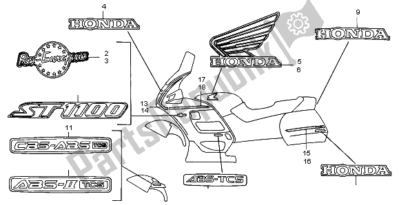 All parts for the Mark (mute Black Metallic) of the Honda ST 1100A 1996