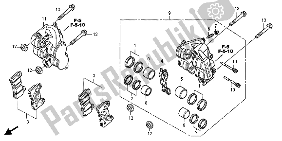 Todas las partes para Pinza De Freno Delantero de Honda CBR 1000 RA 2013