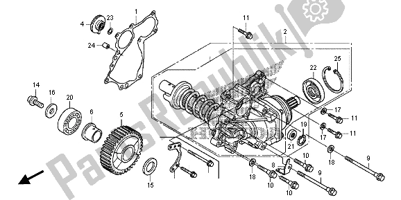 All parts for the Side Gear Case of the Honda VFR 1200X 2013