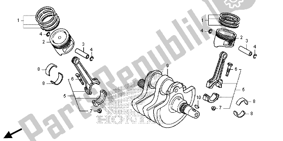 Tutte le parti per il Albero A Gomiti del Honda VT 750C2S 2013