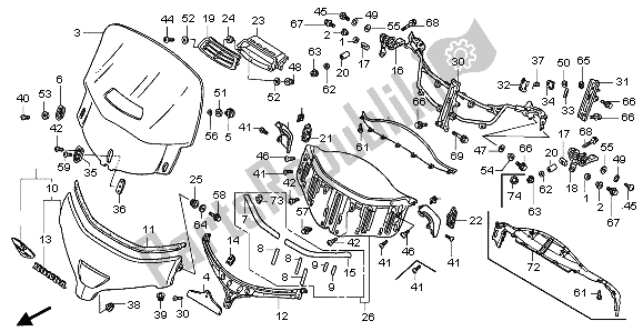 All parts for the Windscreen of the Honda GL 1800 Airbag 2007