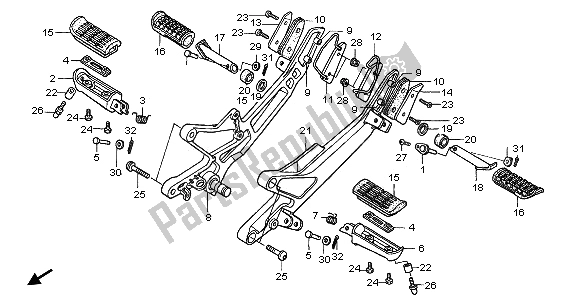 All parts for the Step of the Honda CB 900F Hornet 2003