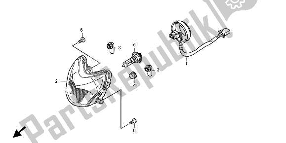 All parts for the Headlight of the Honda SH 300A 2012