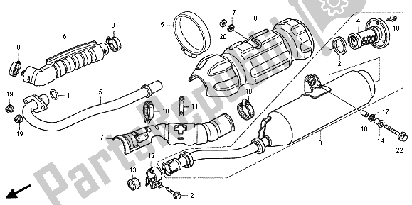 All parts for the Exhaust Muffler of the Honda TRX 500 FPA Foreman Rubicon WP 2013