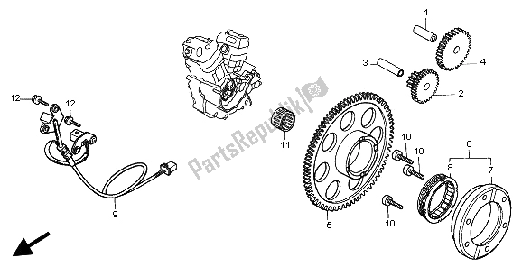 All parts for the Pulse Generator & Starting Clutch of the Honda XL 600V Transalp 1997