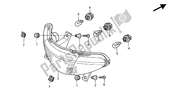 All parts for the Taillight of the Honda NT 650V 2004