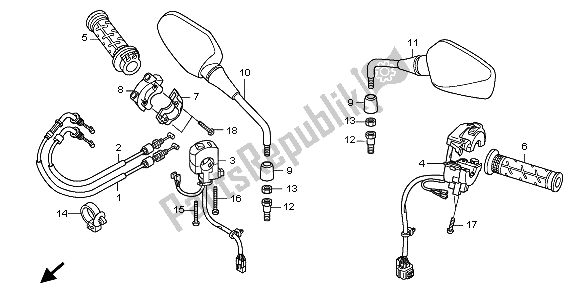 Tutte le parti per il Interruttore E Cavo E Specchio del Honda CB 1000 RA 2009