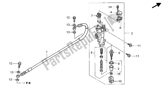 All parts for the Rr. Brake Master Cylinder of the Honda CRF 250R 2004
