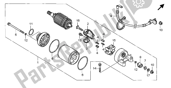 All parts for the Starting Motor of the Honda NT 700 VA 2007