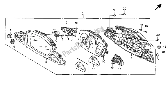 All parts for the Meter (mph) of the Honda ST 1300A 2009