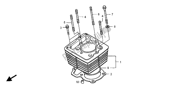 All parts for the Cylinder of the Honda XR 400R 1996