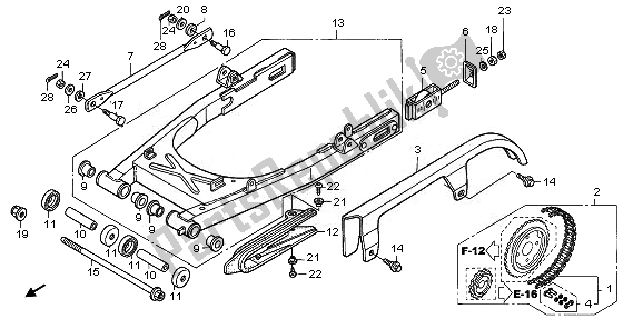 Alle onderdelen voor de Achterbrug van de Honda VT 125C 2008