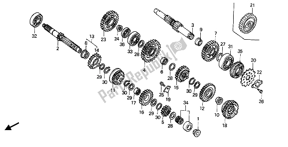 Tutte le parti per il Trasmissione del Honda XR 600R 1990