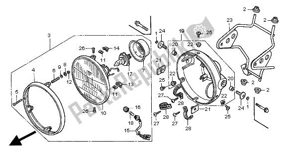 Tutte le parti per il Faro (eu) del Honda CB 600F Hornet 2000