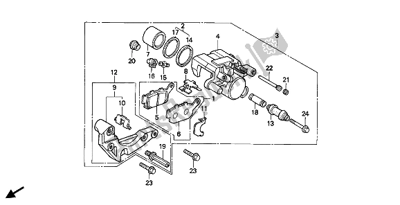 Toutes les pièces pour le étrier De Frein Arrière du Honda NTV 650 1991