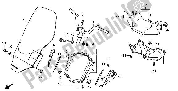 All parts for the Handle Pip & Handle Cover of the Honda FES 125 2009